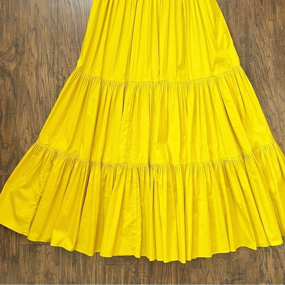 Kate Spade • Poplin Ruffle Tiered Dress mustard yellow gold cotton maxi midi - Picture 7 of 14